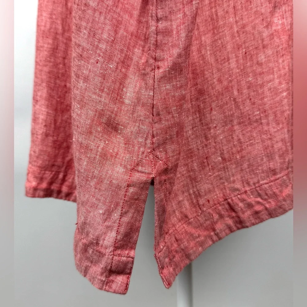 Charter Club Red Chambray Linen Tunic Blouse Bell Sleeves Size XXL Summer Spring - Picture 4 of 7